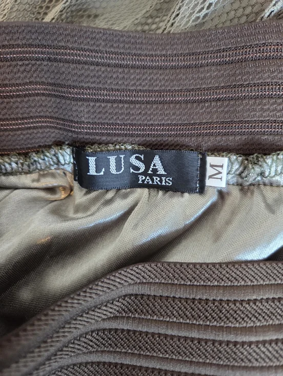 Pleated Mesh Maxi Skirt in Olive Green - Picture 5 of 6